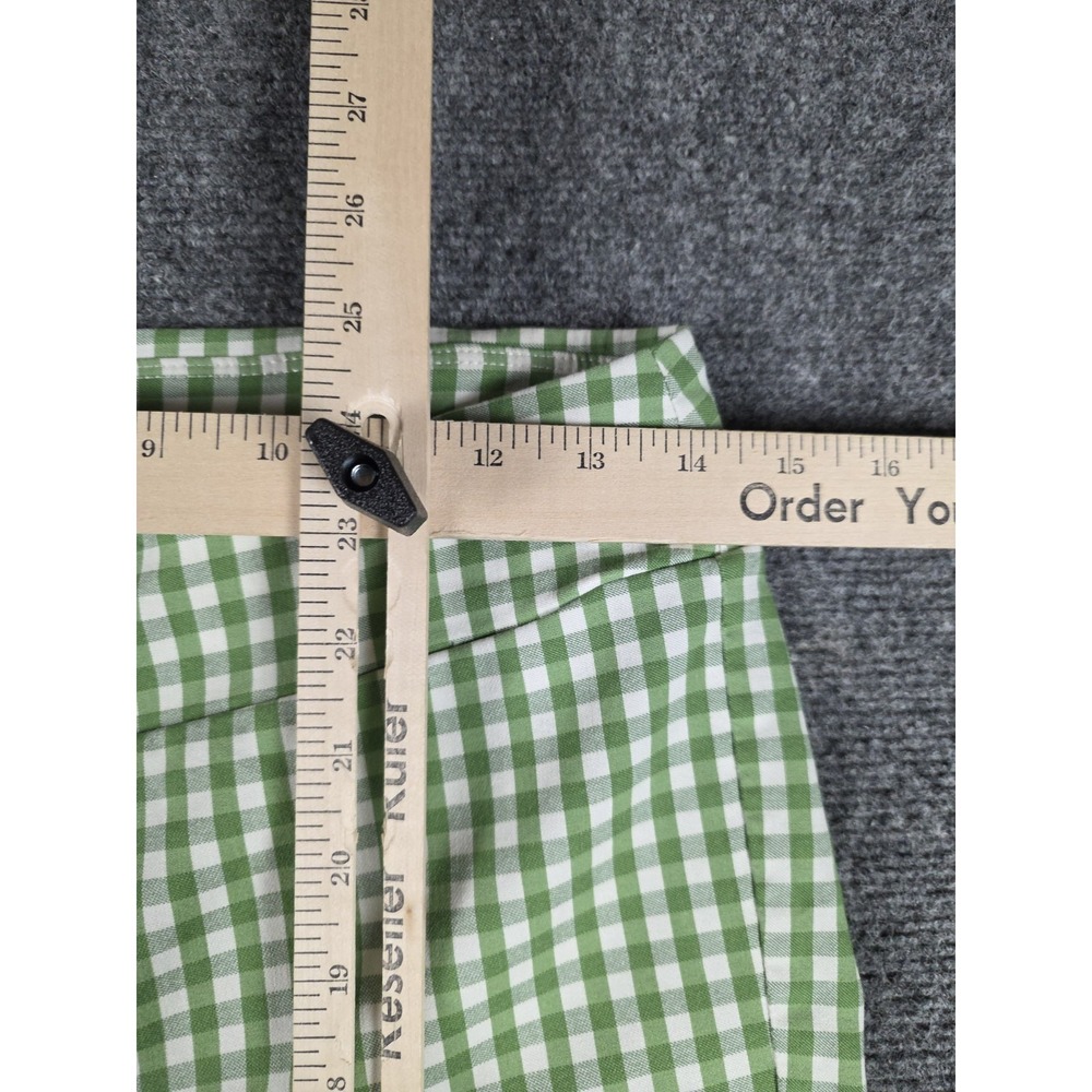 J. McLaughlin Ankle Pants Womens 10 Green White Gingham Rayon Stretch Mid Rise - Picture 2 of 9